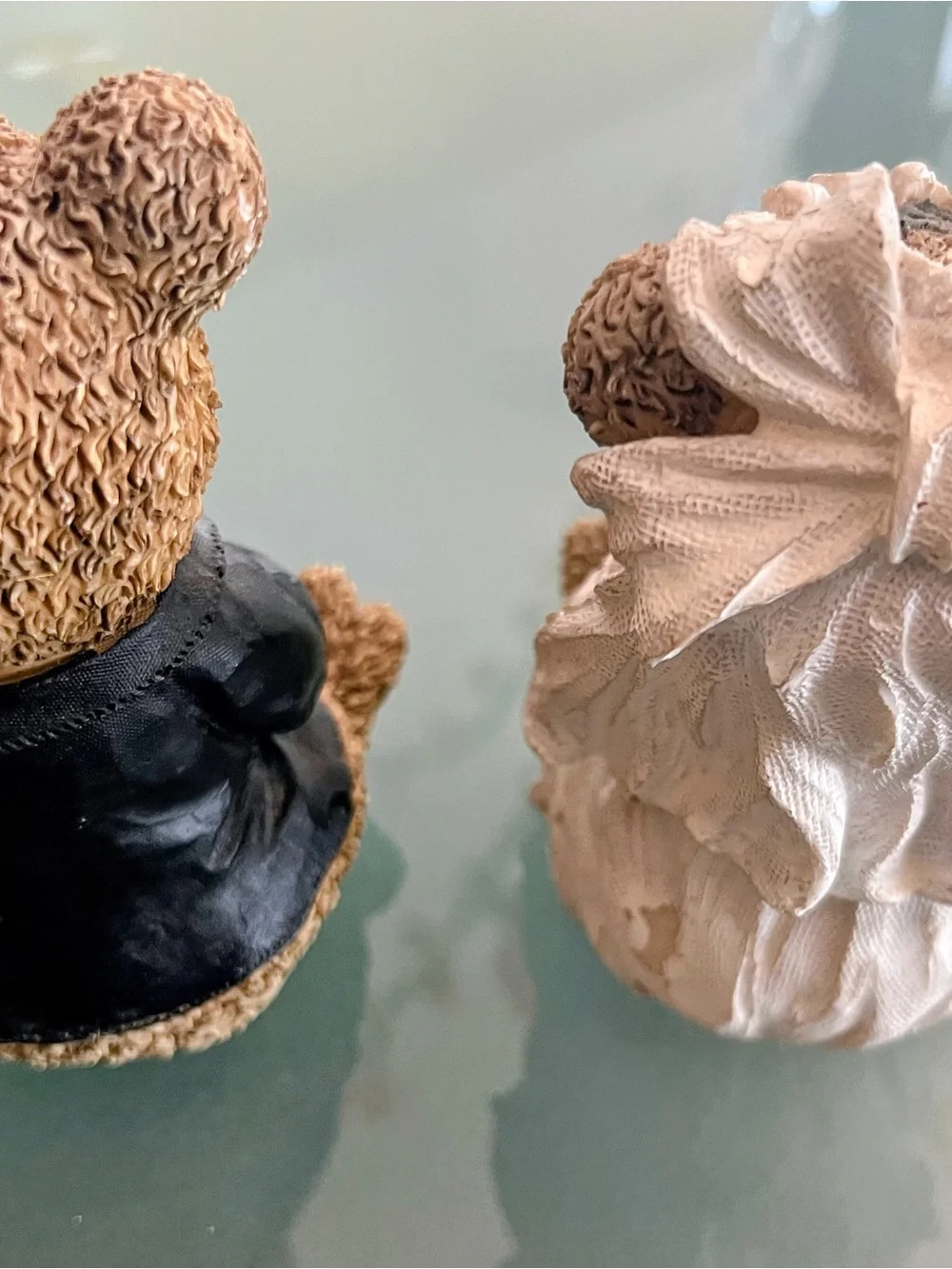 Vintage Resin Figurines Teddy Bears Bride and Groom 4.5” Tall